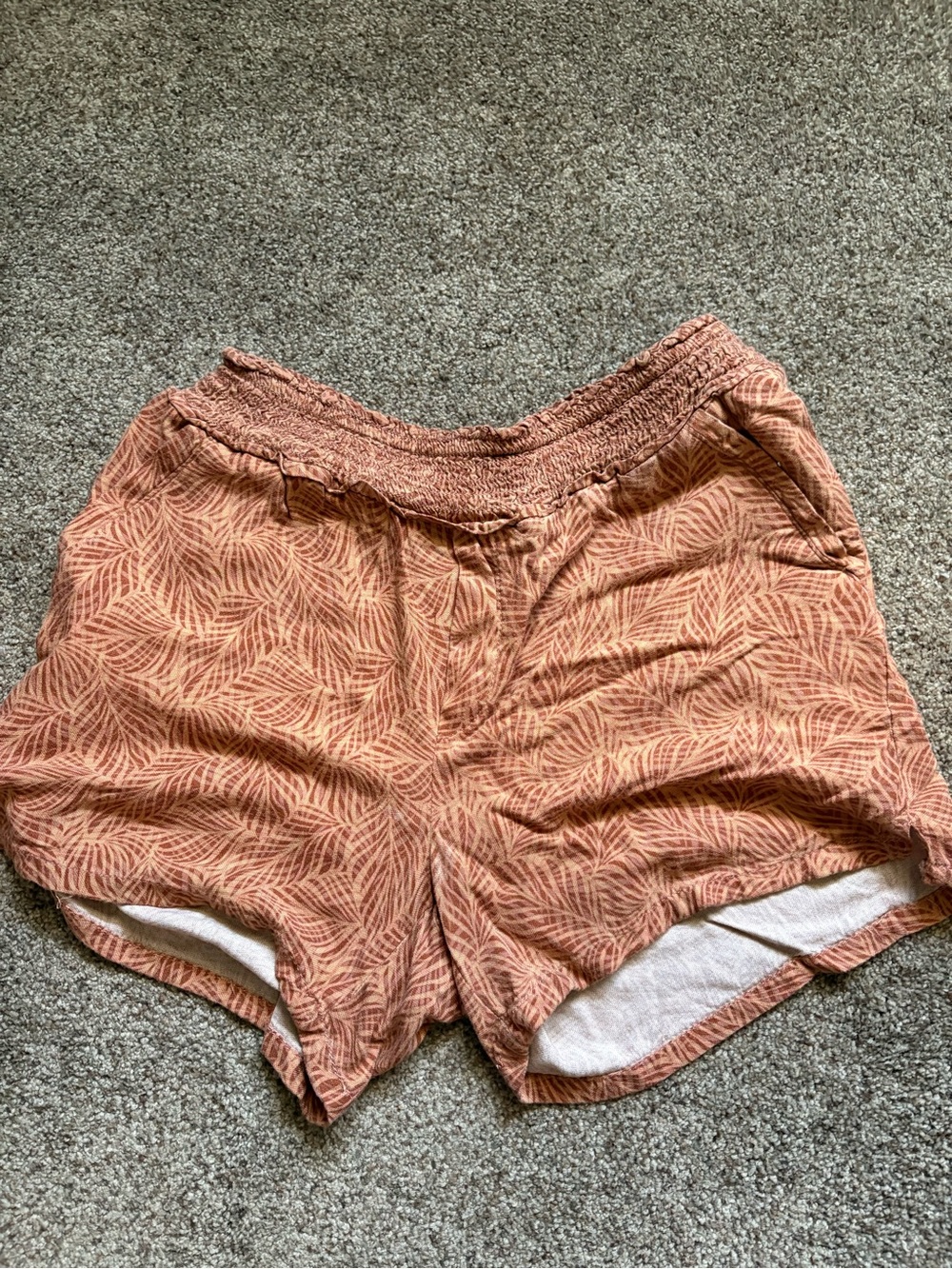 Democracy Rust Leaf-Print Athletic Shorts